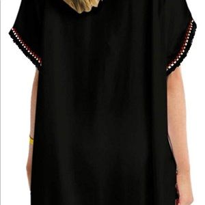 Black shear Swimsuit cover with fringe edge